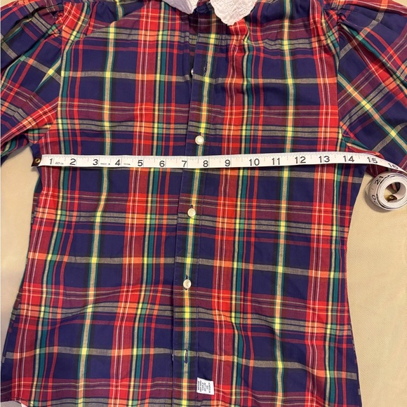 Ralph Lauren Red & Blue Plaid Button-Down with White Lacey Collar and Cuffs - Picture 5 of 11